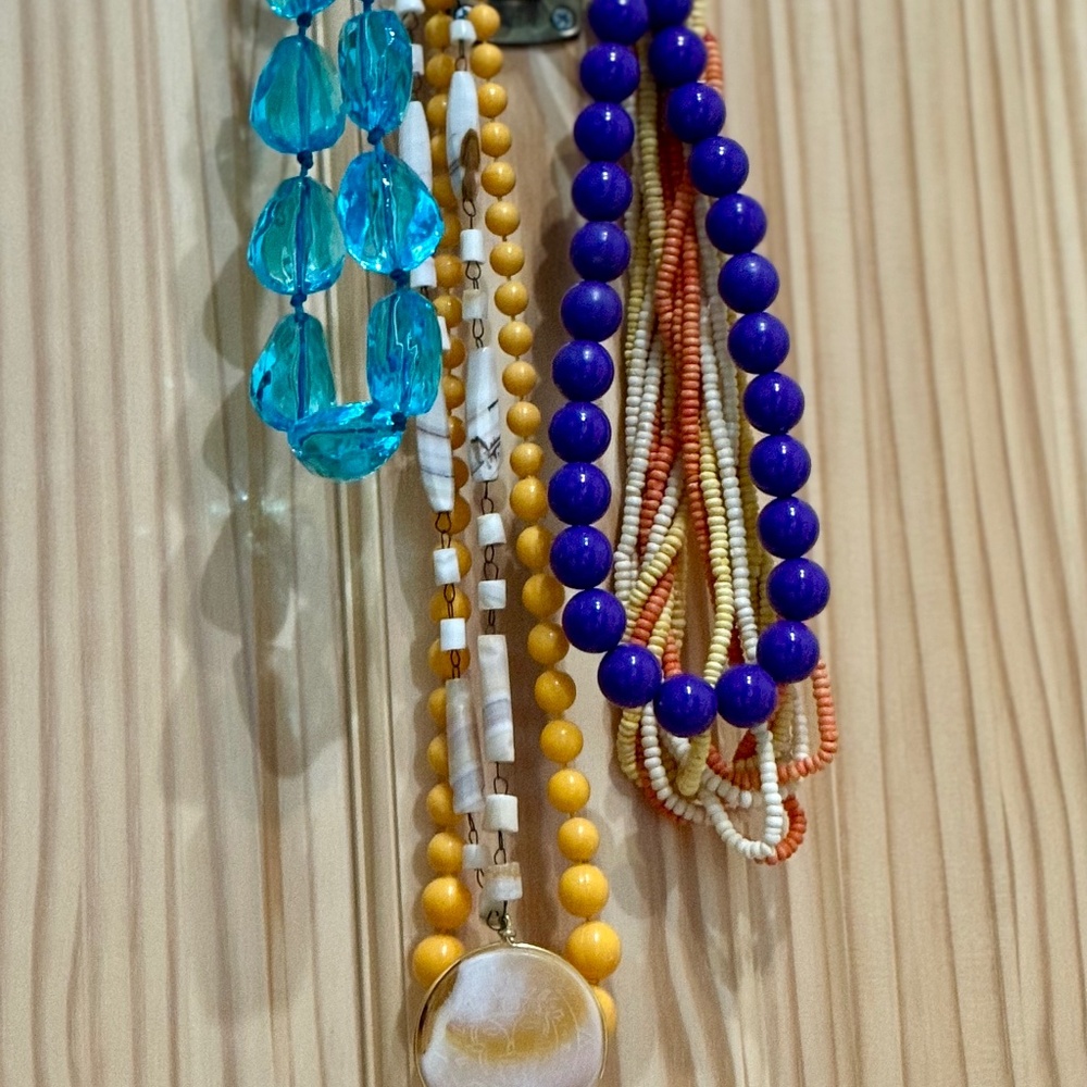 Vintage Necklace Lot Graduated Acrylic Large Beaded, chunky, translucent, Shell